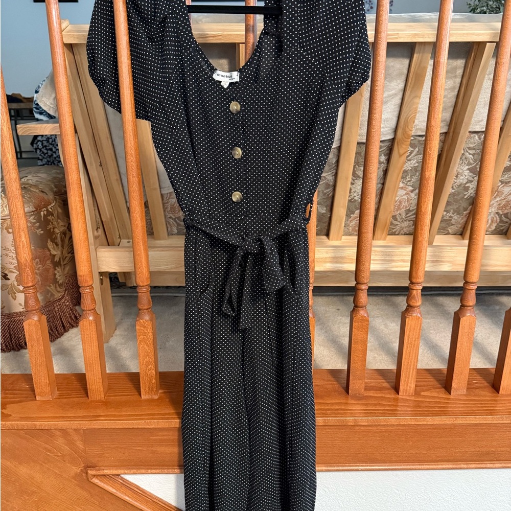 Monteau Black Polka Dot Jumpsuit